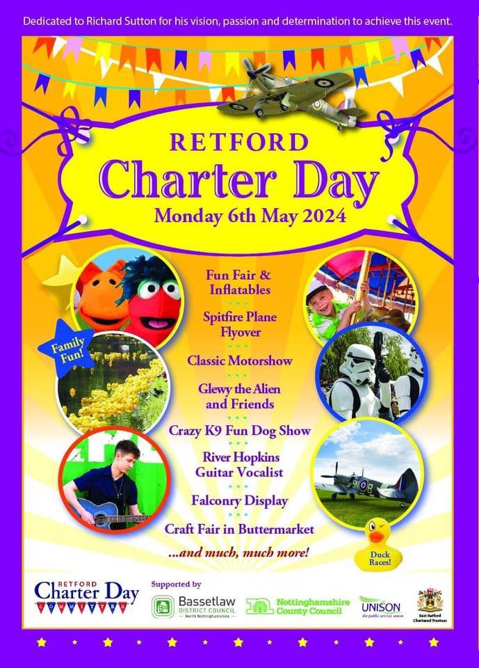 Retford Charter Day Bank Holiday Monday 6th May 2024